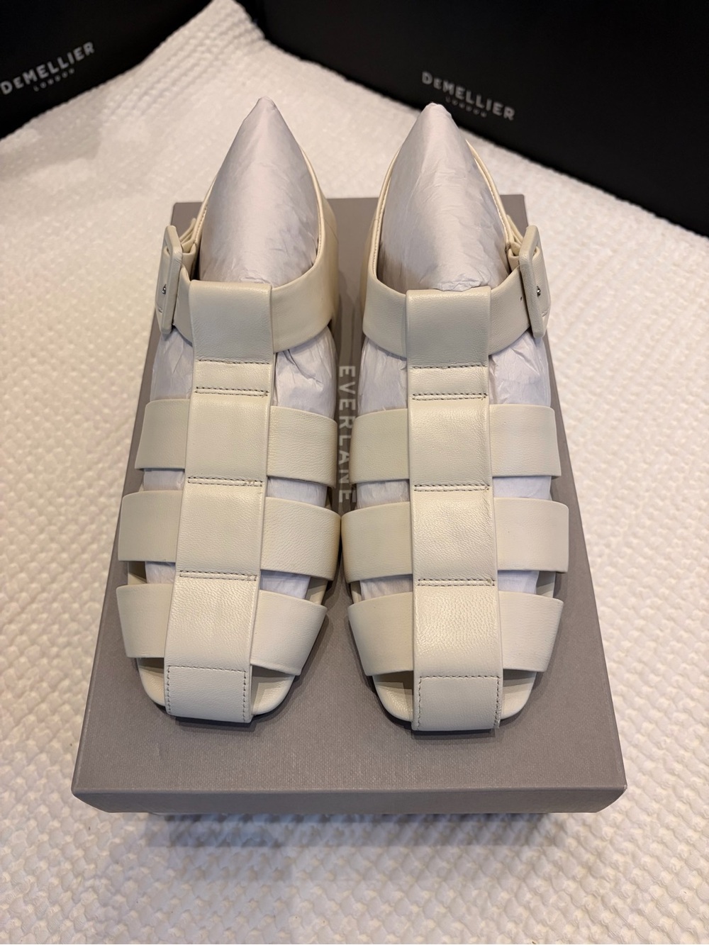 Everlane Cream Woven Leather Fisherman Sandals